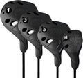 PGM Golf Club Covers, 4pcs Drivers Fairway Woods Hybrid Golf Head Covers with Number, Fit Oversized Right Handed Brands, Easy on Off, Washable