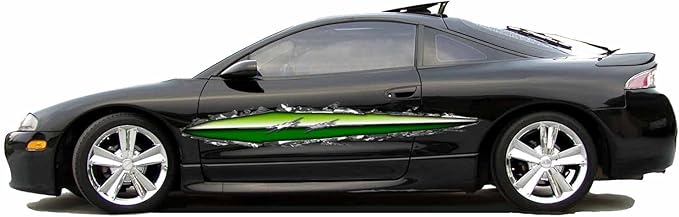 Generic Ripped Metal Graphics Decal Set for Golf Carts, Fits EZGO, Club Car, Yamaha (Simulated Chrome)