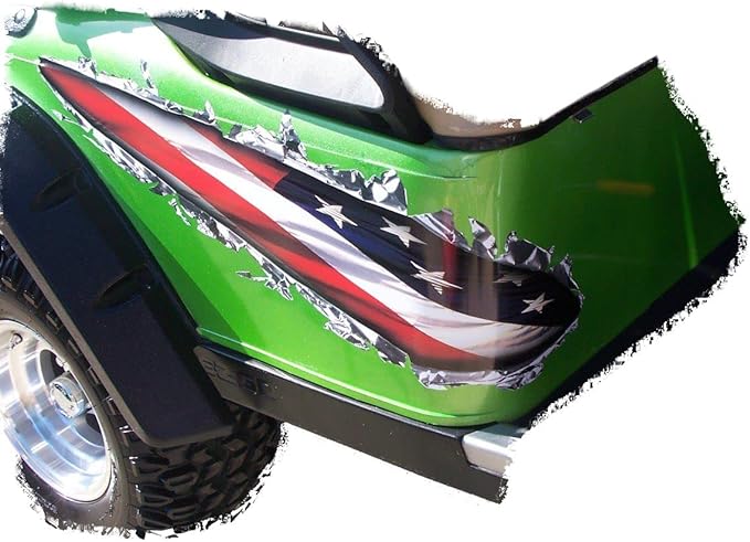Ripped Metal Graphics Decal Set for Golf Carts, Fits EZGO, Club Car, Yamaha (American Flag)