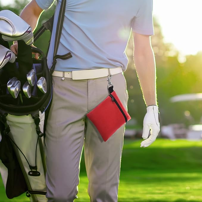 BuyAgain Golf Tee Pouch, 5.62 X 6.87 Inch Professional Zipper Golf Tee/Ball Pouch Bag with Metal Lobster Claw Clip