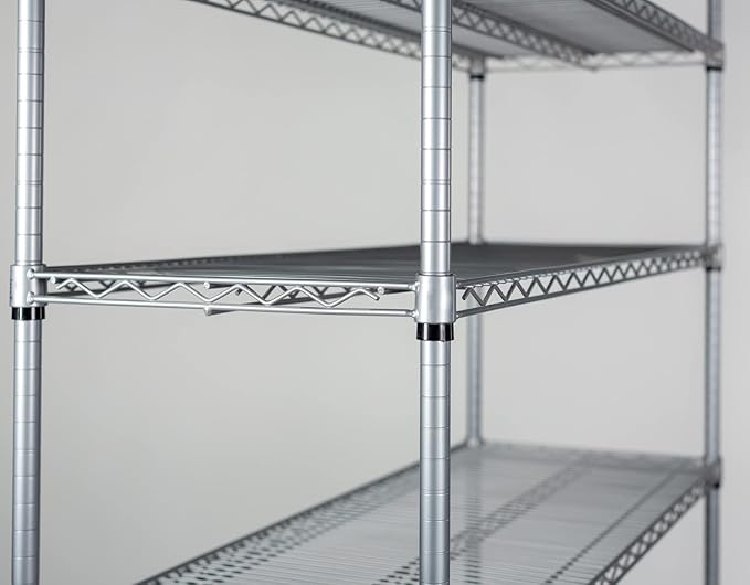 Omega Shelving Storage | 2 Tier Starter Shelving Unit 12" Deep x 42" Wide x 14" High - 800 lb Weight Capacity per Shelf, Adjustable Wire Shelving, Tool-Free Assembly |Grey Shelving