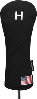 Golf Head Covers Driver Fairway #3#5 Hybrid USA Flag for Club Men Women, (Black or White)