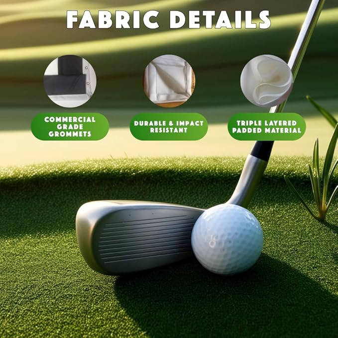 Golf Impact Screen Hanging Poly Spacer for Golf Simulator-Triple Hemmed-US Made (144 X 108 with Sewn in Straps)