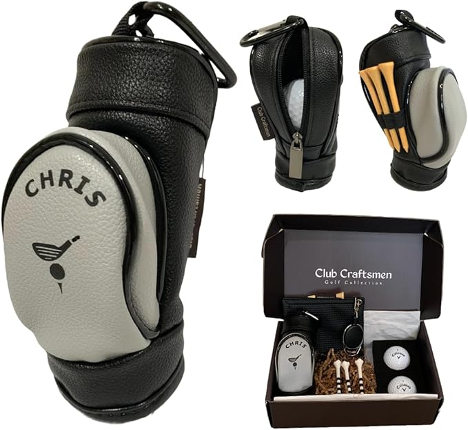 Golf Gifts for Men and Women, Personalized Premium Mini Ball Bag, Holds 3 Balls & Tees. Perfect for Golf Lovers, Optional Kit.