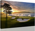 chenchenArt Pebble Beach Golf Course Wall Art Pictures Golf Course Poster Canvas Prints Golf Artwork Wall Decor for Living Room Bedroom Bathroom Home Decorations Framed Ready to Hang(18''H x 24''W)
