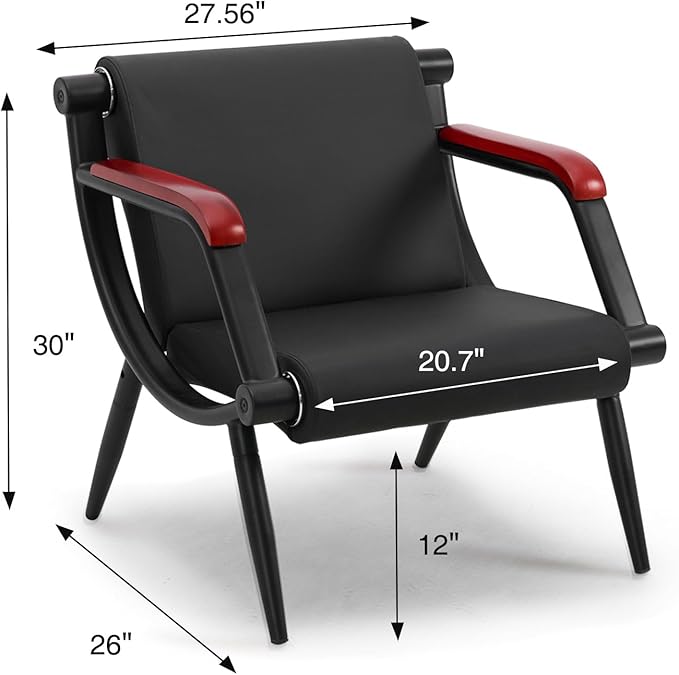 wonline Waiting Room Chairs, Office Furniture Reception Chairs with Arms, Leather Chairs is Suitable for Clinic,Airport,Hospital,Barber,Salon,Bank-Black