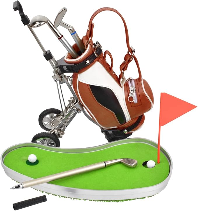Dual-Purpose Creative Golf Pen Holder With 3 Club Pens - Office Desk Decoration, Souvenir Birthday Gift for Golfer Fans, Women and Men