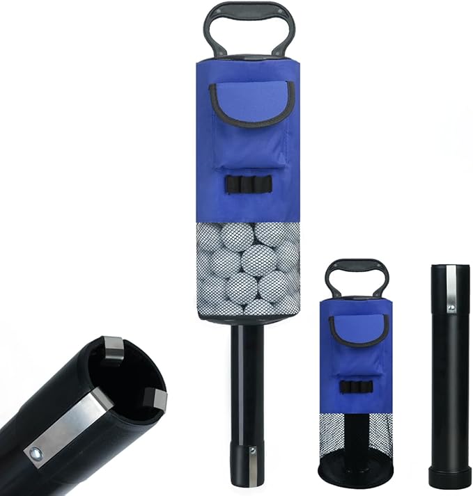 HOW TRUE Golf Ball Retriever, Portable Shag Bag Golf Ball Pick Up with Removable Plastic Tube, Pocket Shagger Storage