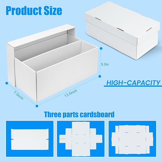 8 Pack Trading Card Storage Box - 2 Rows Graded Card Case holds 88 PSA Slab Cards, Cardboard Holder Organizer Boxes with Dividers for Sport Cards