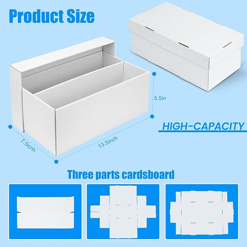 2 Pack Trading Card Storage Box - 2 Rows Graded Card Case holds 88 PSA Slab Cards, Cardboard Holder Organizer Boxes with Dividers for Sport Cards