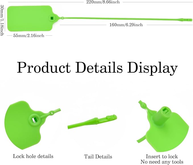 100pcs Luggage Tags Plastic Seals Shipping Label Logistics Sign Tie Bag Tag, Sealing Storage Multi Purpose Name ID Tag with Marker for Suitcases, Backpack, Schoolbag, Car Key (Green)