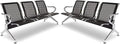 kinbor Waiting Room Chairs - Durable Black Reception Bench with Armrests, 3-Seat Office Reception Guest Chairs for Office, Hospital, Airport, Bank & Lobby (Set of 2)