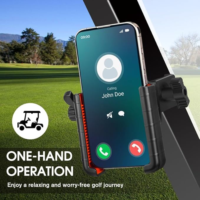 Upgraded Golf Cart Phone Mount Holder Compatible with EZGO/Club Car/Yamaha, [Big Phones & Thick Cases Friendly] Universal Phone Holder Compatible with iPhone/Galaxy/Google Pixel, All Smartphones