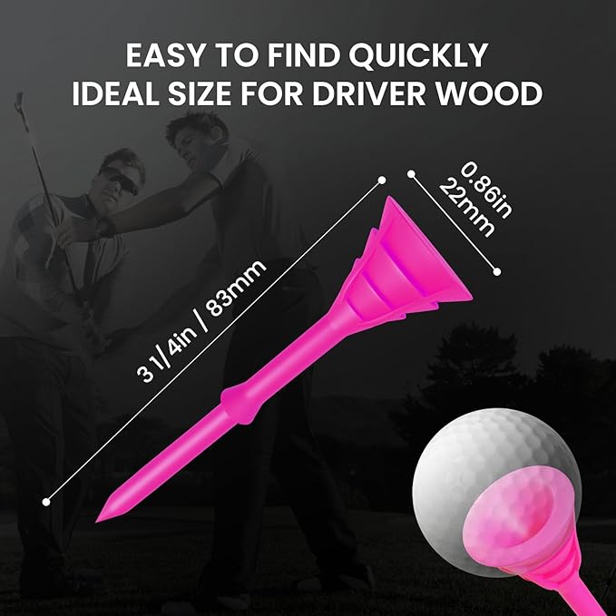 FINGER TEN Unbreakable Golf Tees Plastic 3 1/4 inch Value 50/100 Pack, Low Friction & Low Ball Spin Long Tees to Improve Distance & Accuracy, Durable Tees with Assorted Colors to Practice