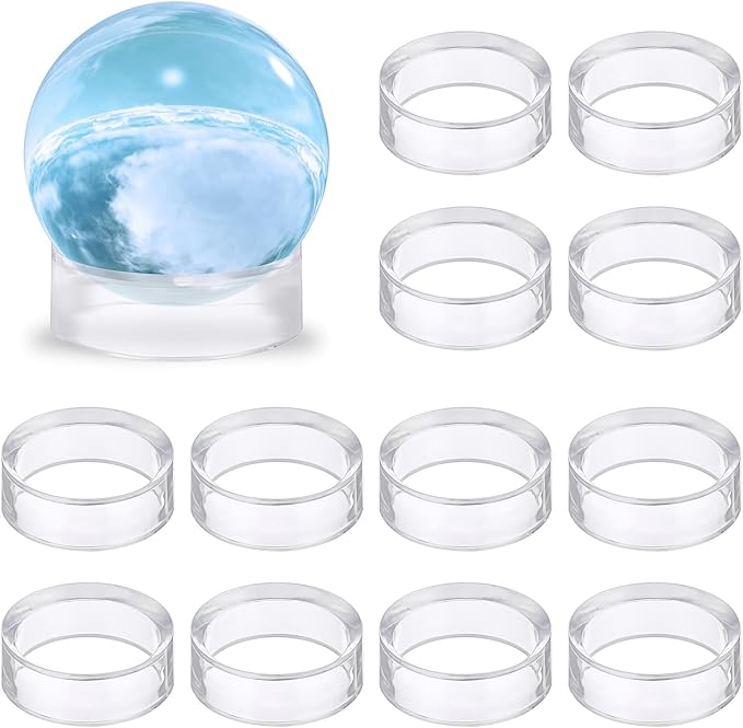 Hipiwe 12Pcs Sphere Hoder Stand Clear Sphere Display Stand Holder Round Display Stand for Crystal Glass Ball Baseball Golf Ball Tennis Softball Eggs Collections(1.77”D,Large)