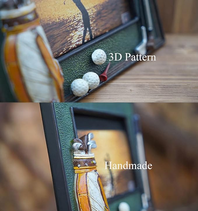 3D Golf Photo Frame Unique Handmade Golf Gifts for Golf Father/Men/Women/Dad/Mom (Black-1)