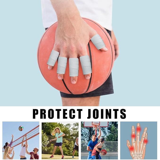 20 PCS Finger Sleeves Protectors, Sport Finger Sleeves Thumb Brace Support Finger Brace Elastic Thumb Sleeves for Relieving Pain Arthritis Trigger Finger(Skin tone Grey)