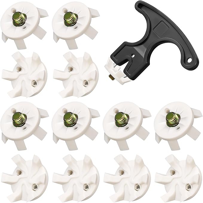Cozypower 31 Pcs Golf Spikes Set Includes 30 Pcs Golf Cleats Replacement Black Cleats Spanner Metal Thread Screw 6 mm Dia Spike Tool for Lawn Cricket Shoe Player Lover(White)