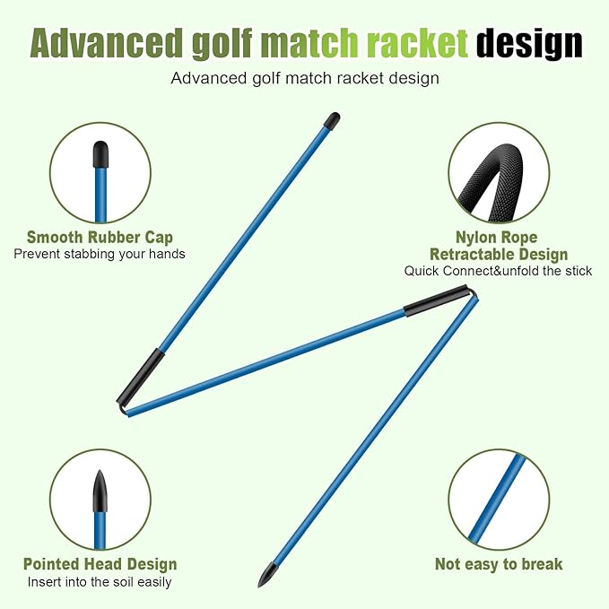 Golf Alignment Sticks 2 Pack, 48″Collapsible Practice Rods for Aiming/Putting, Golf Training Aid for Swing Trainer with Clear Tube Case, Foldable Training Rods with 10 Golf Tees