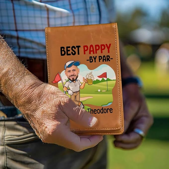 Personalized Leather Golf Scorecard Holder Customize Name Golf Yardage Book Cover Accessories Father Day Christmas Birthday Gifts for Men Women