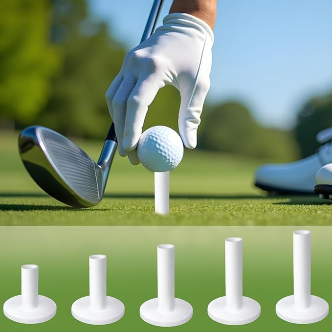 Rubber Golf Tees for Mats,Unbreakable Stable Driving Range Tees for Golf Simulator Practice Mats,5-Piece Mixed Size Set(White)