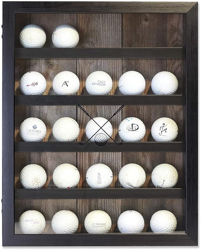 Golf Ball Shadowbox Display Case | 12 Ball & 25 Ball Options | Glass Front Door