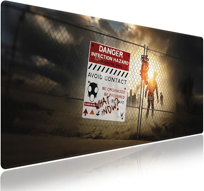 Wknoon. Extra Large Gaming & Office Mouse Pad (31.5" x 11.8") with Durable Stitched Edges – Zombie Dead Man Walking in Dark Danger Scary Scene Halloween Infection Design, Extended XXL Desk Mat