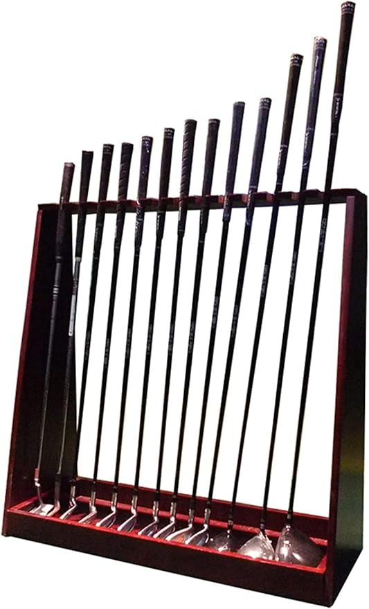 Large Capacity Golf Club Storage Rack, Holds 13 Golf Clubs, Free Standing Wooden Golf Equipment Display Stand, Garage Backyard Patio Corner