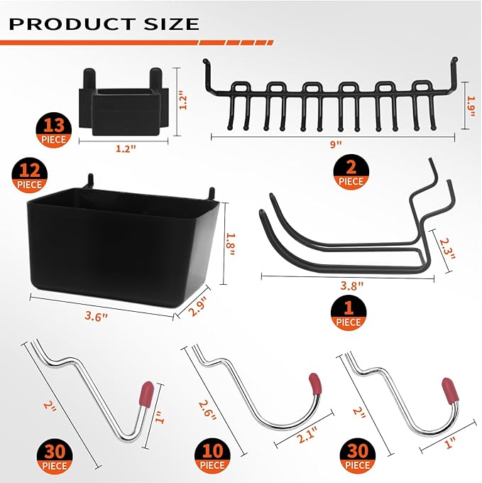 Calax 338PCS Pegboard Hooks Organizer Kit, Fit 1/8 or 1/4 inch Peg Board with Storage Bins, Pegboard Assortment Hooks Accessories Tool Hanging Storage for Garage, Kitchen, Bathroom (338)