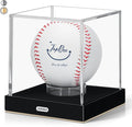 JupDec Baseball Display Case, Clear Acrylic Cube Baseball Holder with Durable Base, UV Protected Autograph Stand Box for Single Ball, Ideal Gift for Collector & Sports Enthusiast, Gold, 1 Pack
