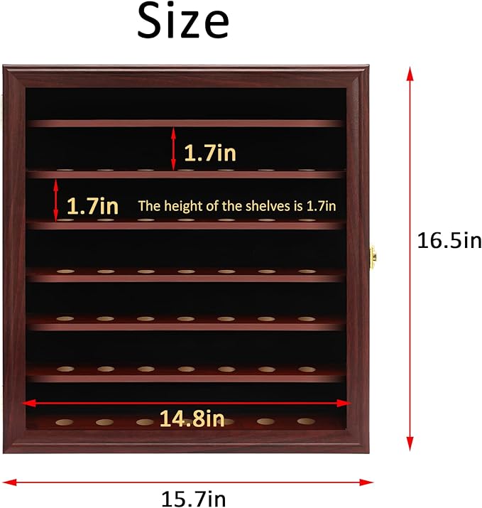 49 Golf Ball Display Case Cabinet Wall,Golf Ball Display Rack ,Golf Gift for Golf Enthusiast Collectibles with UV Protection Acrylic Door(Mahogany)