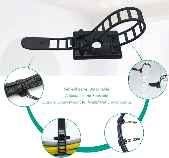 1000 Pieces Cable Management Desk Cord Organizer Cable Ties Wire Fasteners Clips