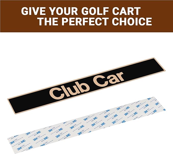 Drive-up Golf Cart Name Plate for Club Car DS and Carryall Models Decal Black Gold-18" X 2.24"