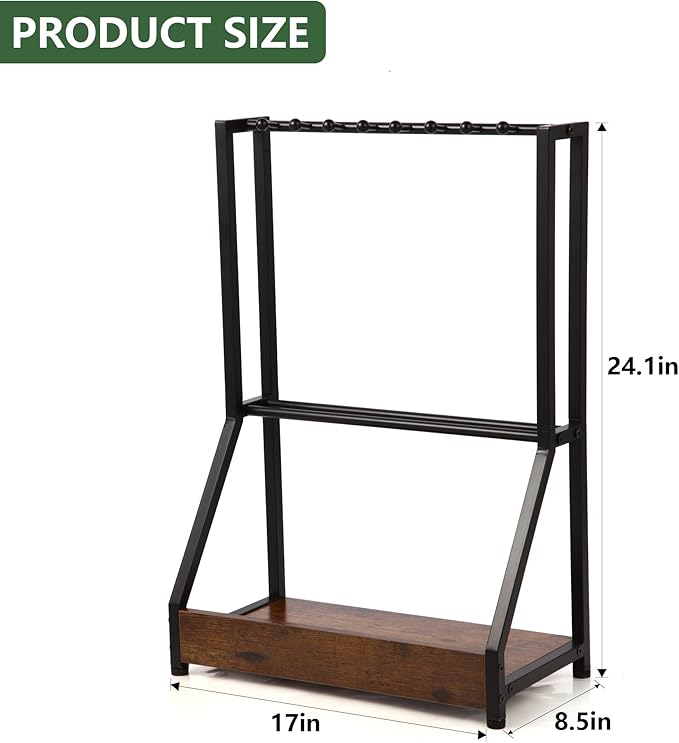 Golf Putter Stand for 9 Clubs & 9 Balls, Solid Wood & Iron Golf Club Rack, Golf Club Organizer Floor Stand, Golf Club Holder | Rustic Modern Design for Home, Office, Golf Course Accessories