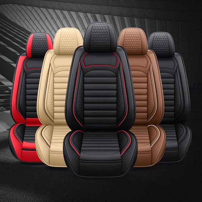 Leather Car Seat Covers for Volkswagen Golf Alltrack 2017-2019,Car Seat Covers Full Set,Seat Covers with Safety,Waterproof Seat Cover Compatible Airbag(5pcs Coffee Standard)