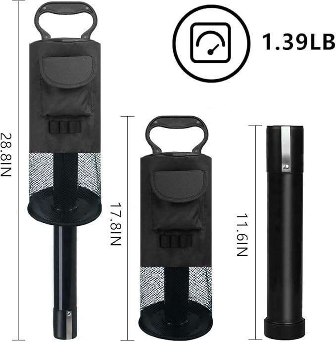 HOW TRUE Golf Ball Retriever, Portable Shag Bag Golf Ball Pick Up with Removable Plastic Tube, Pocket Shagger Storage