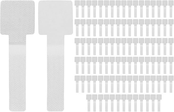 100-Pack Hook and Loop Cable Ties, 3.5 x 1.1 Inch Adjustable Self-Adhesive Cord Organizer for Desk/Home/Wall/Office Essentials, Cable Management Under Desk [White]