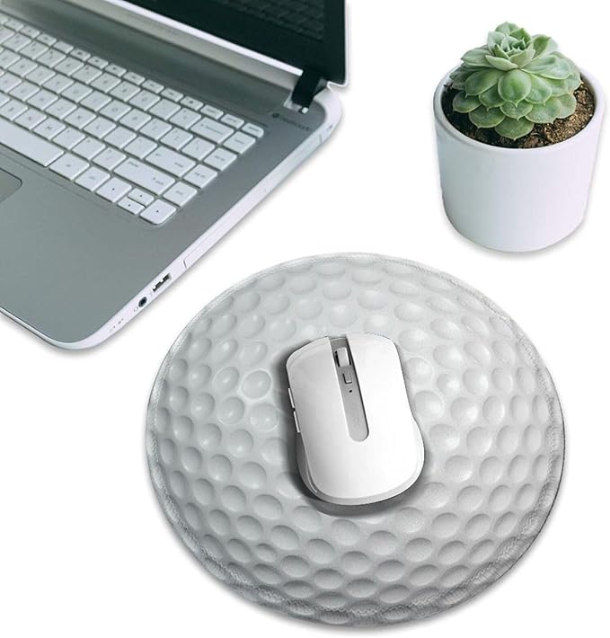Golf Ball Texture Round Mouse Pad, Small Gaming Mousepad with Stitched Edge, Non-Slip Rubber Base Mouse Mat Office Desk Accessories for Laptop Computer Decor 7.9 X 7.9 Inch
