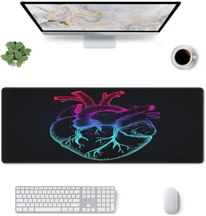 Anatomical Heart Mouse Pad, Medical Large Big Gaming Mouse Pad Desk Pad, Mousepad with Non-Slip Rubber Base, Extended XXL Mouse Mat for Computer Laptop Office Accessories