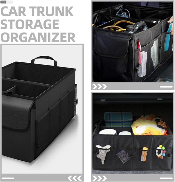 Car Trunk Organizer Suv Trunk Storage Organizer Multipurpose Car Storage Box with Multiple Compartments for Vehicle Grocery and Cargo Organization