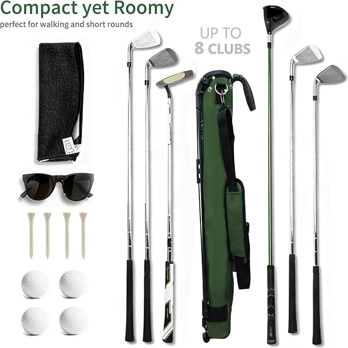 Lightweight Golf Stand Bag, Portable and Durable Golf Carry Bag with Padded Strap and Pocket, Sunday Bag for The Driving Range, 2-Way Divider Practice Bag for Men and Women