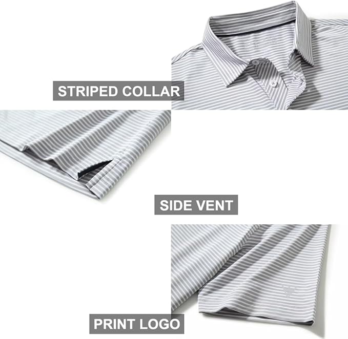 Golf Shirts for Men Dry Fit Short Sleeve Print Performance Moisture Wicking Polo Shirt
