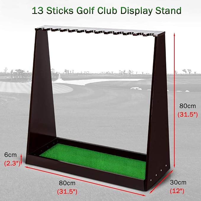 OSCCAR Golf Club Display Stand Large Wood Freestanding Floor Corner Storage Rack Holds 3 Clubs for Pool Cues & Fishing Rod