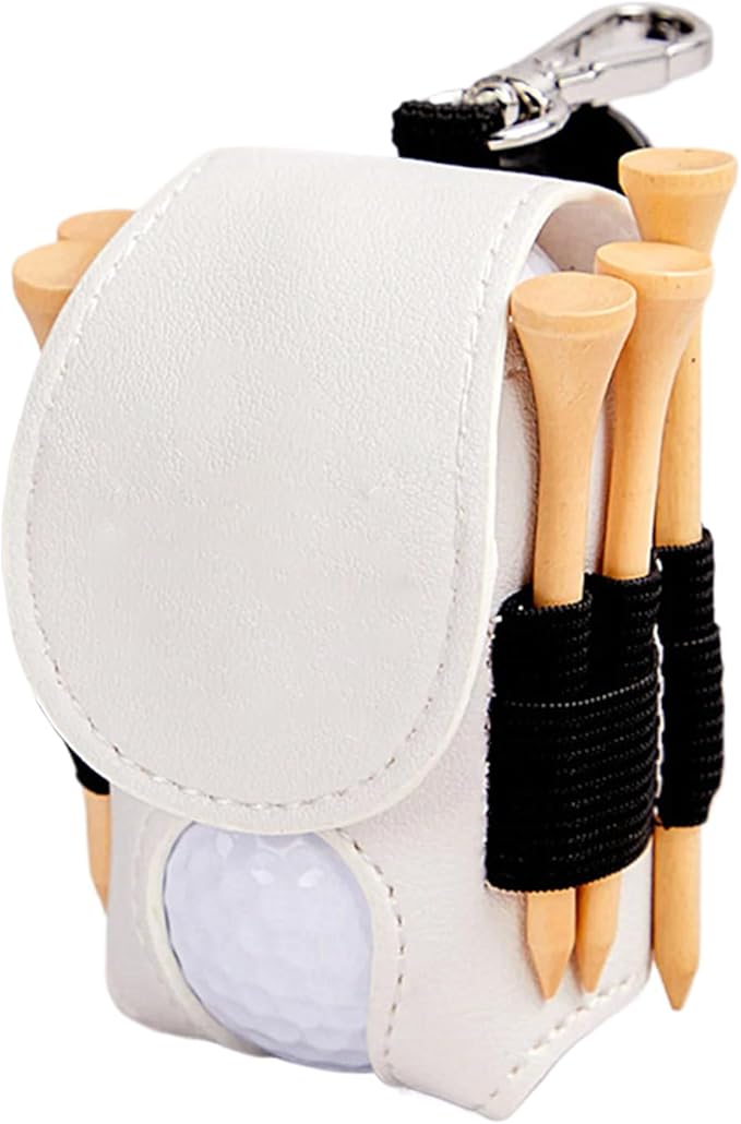 Leather Golf Ball Holder - Golf Ball Storage Pocket, Tee Bag with Sturdy Leather, Convenient and Tee Carry Pouch, Accessories Organizer for Course or Practice, Portable Pocket