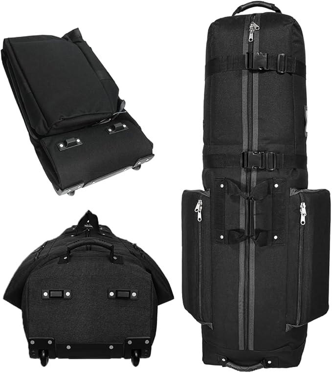 CaddyDaddy Constrictor Soft-Sided Golf Travel Bag Cover with Thick Dense Foam Padded Top 1 Year Full Travel Bag Replacement Coverage | Wheels & Lockable Zippers Case for Transporting Clubs on Airlines