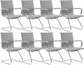 CIMOTA Waiting Room Chairs Leather Office Guest Chair Mid Back Reception Chairs with Sled Base for Meeting/Patient/Conference Room, Grey Set of 8