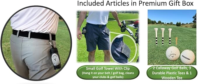 Golf Gifts for Men and Women, Personalized Premium Mini Ball Bag, Holds 3 Balls & Tees. Perfect for Golf Lovers, Optional Kit.