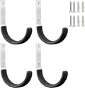 Heavy Duty Steel Garage Hooks,Garage Storage Utility Hooks,Heavy Duty Garage Tool Organizer,Steel Wall Mount Hooks, Hose Hanger, Small Garden U Hooks (Black 4 Pack)