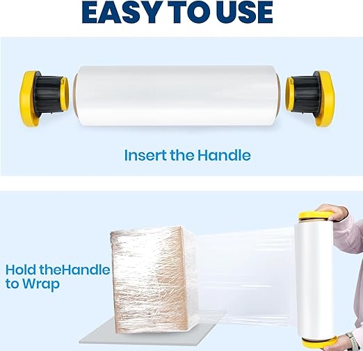 Adhes Recyclable Stretch Wrap Film with Handle, 15 Inch x 1000 Feet, Heavy Duty Plastic Pallet Wrap for Furniture Moving, Luggage Packing, Pallet Wrap, Eco-Friendly, Tear Resistant