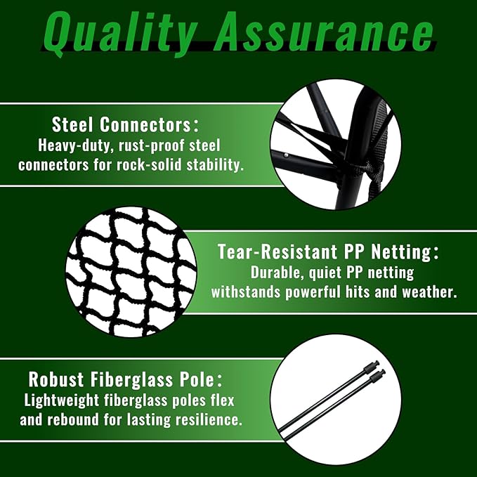Golf Hitting Net - Practice Net with Auto Ball Return 10×8FT Fiberglass Pole & PP Netting for Backyard Training - Adults Home Use Swing Practice Equipment